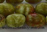 CNS664 15.5 inches 13*18mm drum green dragon serpentine jasper beads