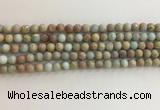 CNS706 15.5 inches 4mm round matte serpentine jasper beads