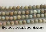 CNS708 15.5 inches 8mm round matte serpentine jasper beads