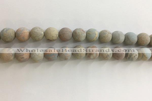 CNS709 15.5 inches 10mm round matte serpentine jasper beads