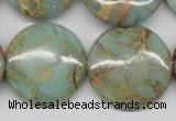 CNS84 15.5 inches 25mm flat round natural serpentine jasper beads