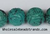 CNT33 16 inches 20mm carved round natural turquoise beads wholesale