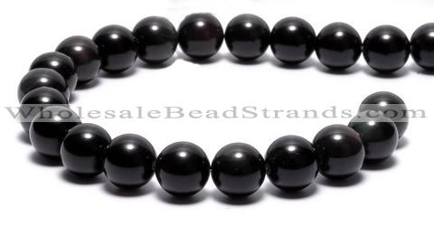 COB04 16 inches 12mm round black obsidian gemstone beads wholesale