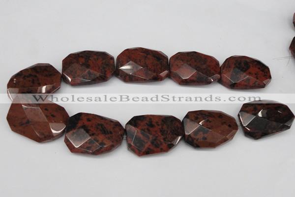 COB104 30*40mm twisted & faceted rectangle mahogany obsidian beads