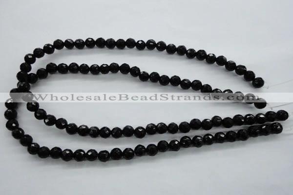 COB353 15.5 inches 8mm faceted round black obsidian beads