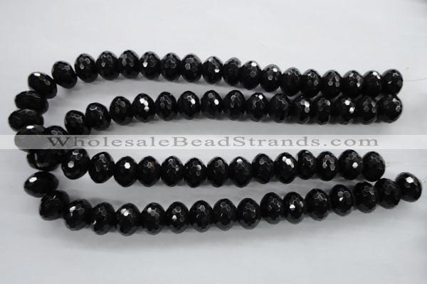 COB364 15.5 inches 12*16mm faceted rondelle black obsidian beads