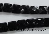 COB390 15.5 inches 10*10mm faceted square black obsidian beads