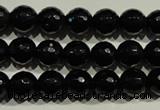 COB451 15.5 inches 6mm faceted round black obsidian beads