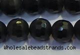 COB473 15.5 inches 6mm faceted round matte black obsidian beads