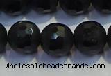 COB475 15.5 inches 10mm faceted round matte black obsidian beads