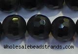 COB476 15.5 inches 12mm faceted round matte black obsidian beads