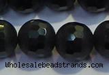 COB478 15.5 inches 16mm faceted round matte black obsidian beads