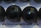 COB480 15.5 inches 20mm faceted round matte black obsidian beads