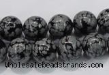 COB53 15.5 inches 12mm round Chinese snowflake obsidian beads