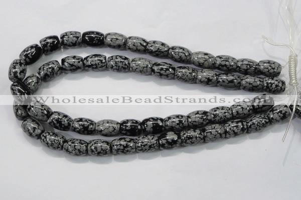 COB54 15.5 inches 12*16mm drum Chinese snowflake obsidian beads