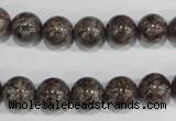 COB554 15.5 inches 12mm round red snowflake obsidian beads wholesale