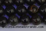 COB653 15.5 inches 10mm round gold black obsidian beads wholesale