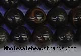 COB654 15.5 inches 12mm round gold black obsidian beads wholesale