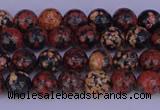 COB660 15.5 inches 4mm round red snowflake obsidian beads