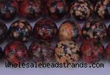 COB663 15.5 inches 10mm round red snowflake obsidian beads