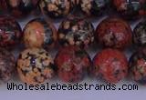 COB665 15.5 inches 14mm round red snowflake obsidian beads