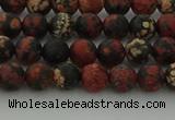 COB671 15.5 inches 6mm round matte red snowflake obsidian beads