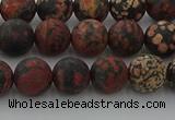 COB672 15.5 inches 8mm round matte red snowflake obsidian beads