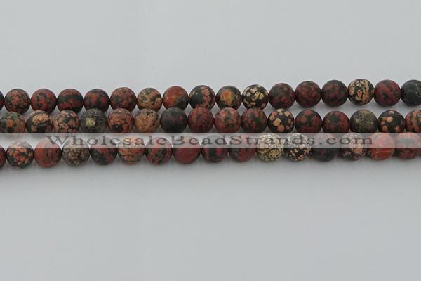 COB673 15.5 inches 10mm round matte red snowflake obsidian beads