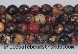 COB676 15.5 inches 4mm faceted round red snowflake obsidian beads