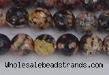 COB678 15.5 inches 8mm faceted round red snowflake obsidian beads