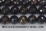 COB685 15.5 inches 6mm faceted round golden black obsidian beads