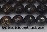 COB687 15.5 inches 10mm faceted round golden black obsidian beads