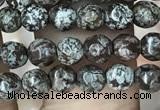 COB690 15.5 inches 4mm faceted round Chinese snowflake obsidian beads