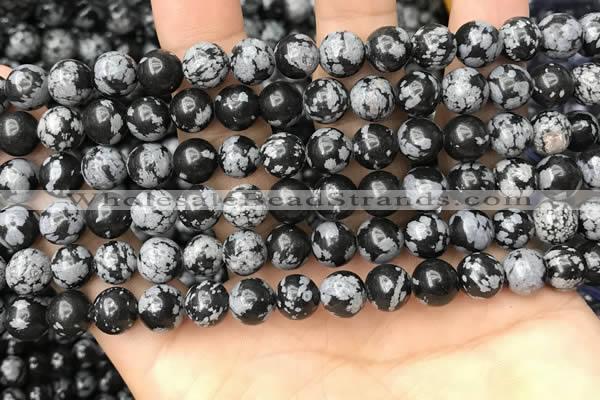 COB760 15.5 inches 8mm round snowflake obsidian beads wholesale