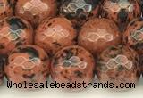 COB776 15 inches 8mm faceted round mahogany obsidian beads