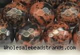 COB777 15 inches 10mm faceted round mahogany obsidian beads