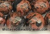 COB778 15 inches 12mm faceted round mahogany obsidian beads