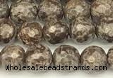 COB780 15 inches 6mm faceted round Chinese snowflake obsidian beads