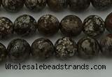 COB812 15.5 inches 8mm faceted round red snowflake obsidian beads