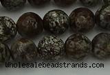 COB813 15.5 inches 10mm faceted round red snowflake obsidian beads