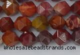 COJ1001 15.5 inches 6mm faceted nuggets red porcelain jasper beads