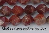 COJ1007 15.5 inches 8mm faceted nuggets pomegranate jasper beads