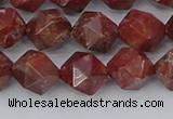 COJ1008 15.5 inches 10mm faceted nuggets pomegranate jasper beads