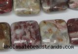 COJ216 15.5 inches 20*20mm square blood stone beads wholesale