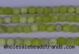 COJ400 15.5 inches 4mm round matte olive jade beads wholesale