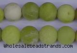 COJ404 15.5 inches 12mm round matte olive jade beads wholesale