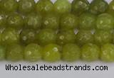 COJ409 15.5 inches 6mm faceted round olive jade beads