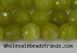 COJ411 15.5 inches 10mm faceted round olive jade beads