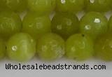 COJ412 15.5 inches 12mm faceted round olive jade beads