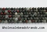 COJ485 15.5 inches 8mm faceted round blood jasper beads wholesale